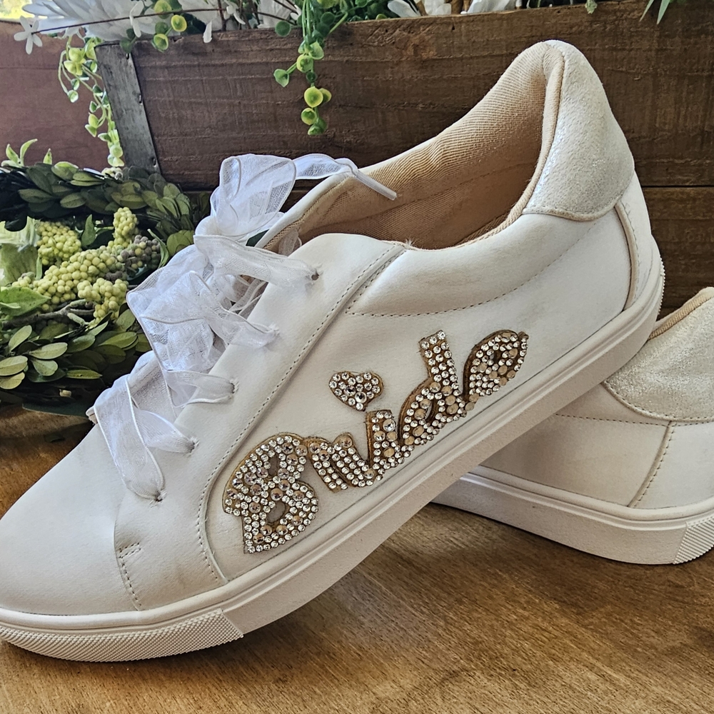Elegant White Betsy Johnson Bride Sneakers Size 6